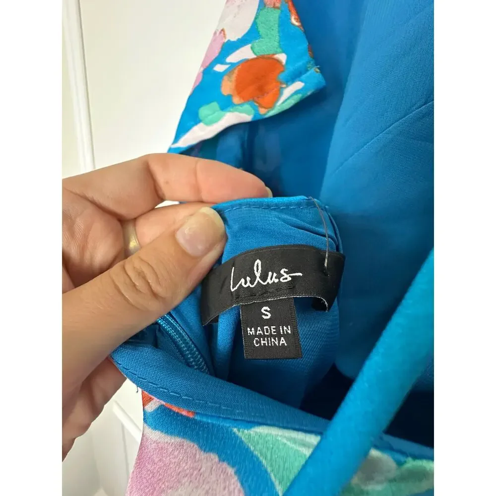 NWT Lulu's Floral Blue Dress Size S - Picture 6 of 9